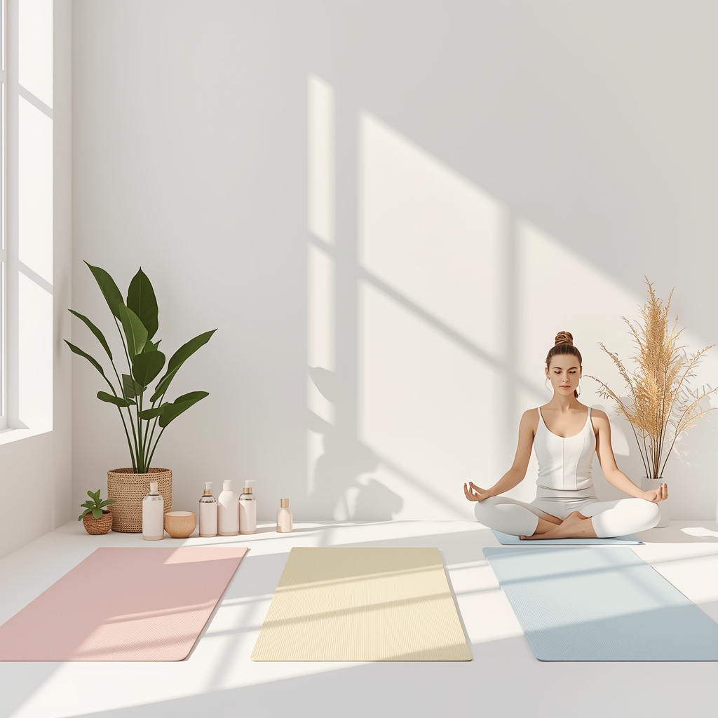 light airy wellness scene with soft pastel colors natural