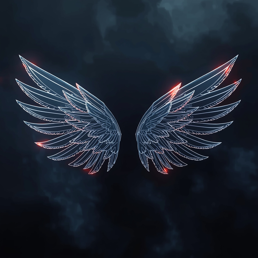 lucid origin “massive 3d blueprint unfolding like wings glowing edges dark moody background 0